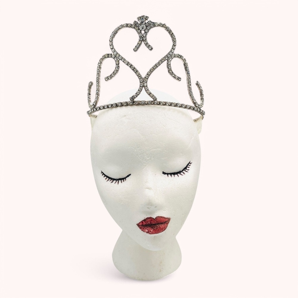 Vintage Tiara Rhinestone Crystal Crown Wedding Bridal Headpiece Pageant Princess